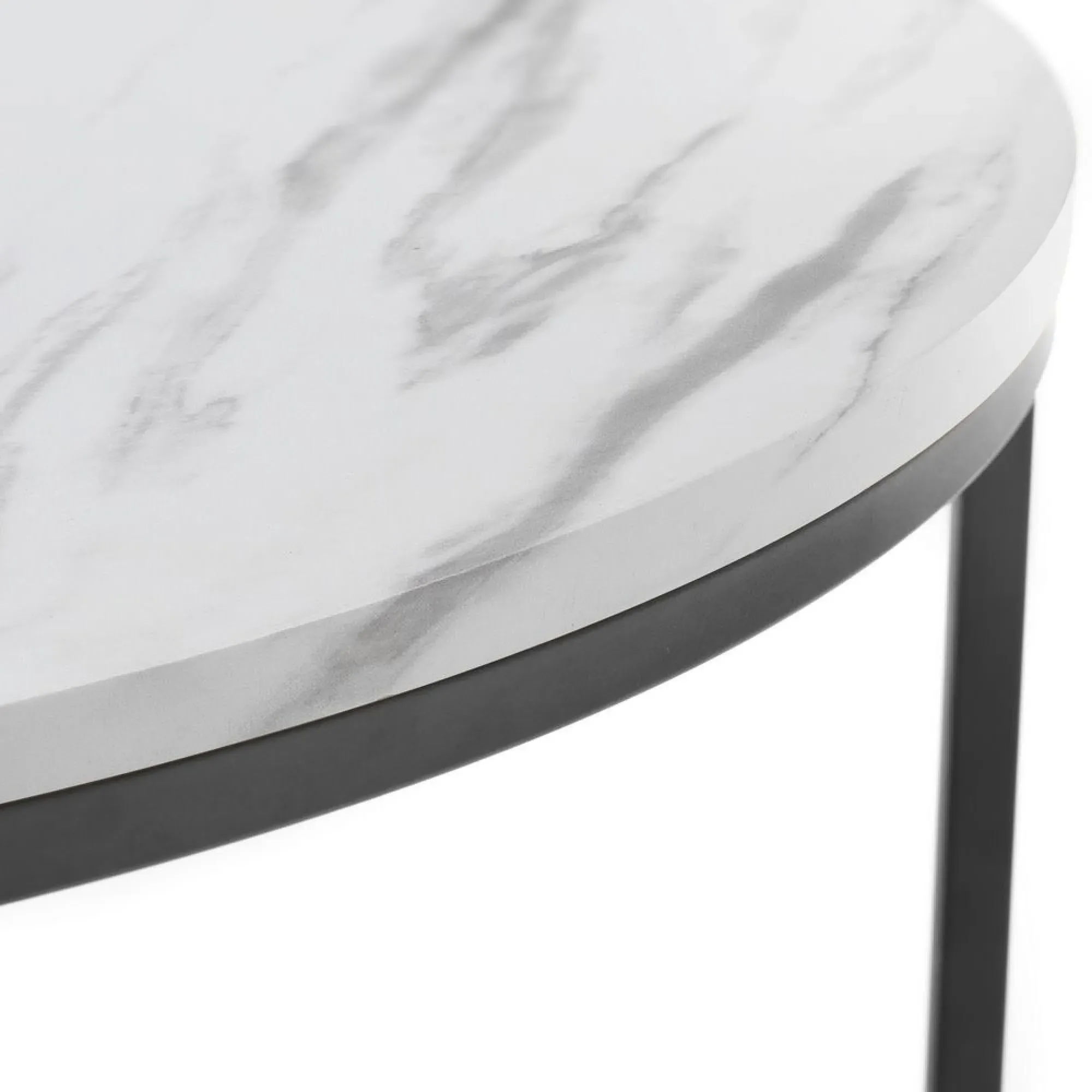 Bellini Round Nest of Tables - White, Marble Effect