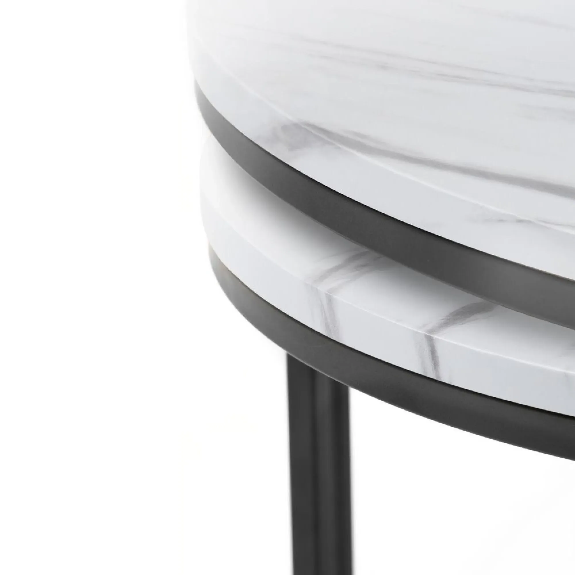 Bellini Round Nest of Tables - White, Marble Effect