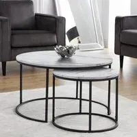 Bellini Round Nest of Tables - White, Marble Effect