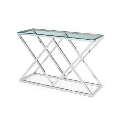 Biarritz 120cm Console Table - Chrome, Glass image