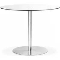 Blanco 2 Seater Round Dining Table - Glass, Chrome