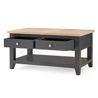 Bordeaux 2 Drawer Coffee Table - Dark Grey