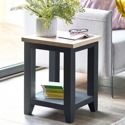 Bordeaux Lamp Table with Shelf - Dark Grey image