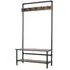 Boston Hallway Shoe Bench with Coat Rack - Black, Brown