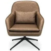 Bowery Swivel Chair - Brown, Faux Leather