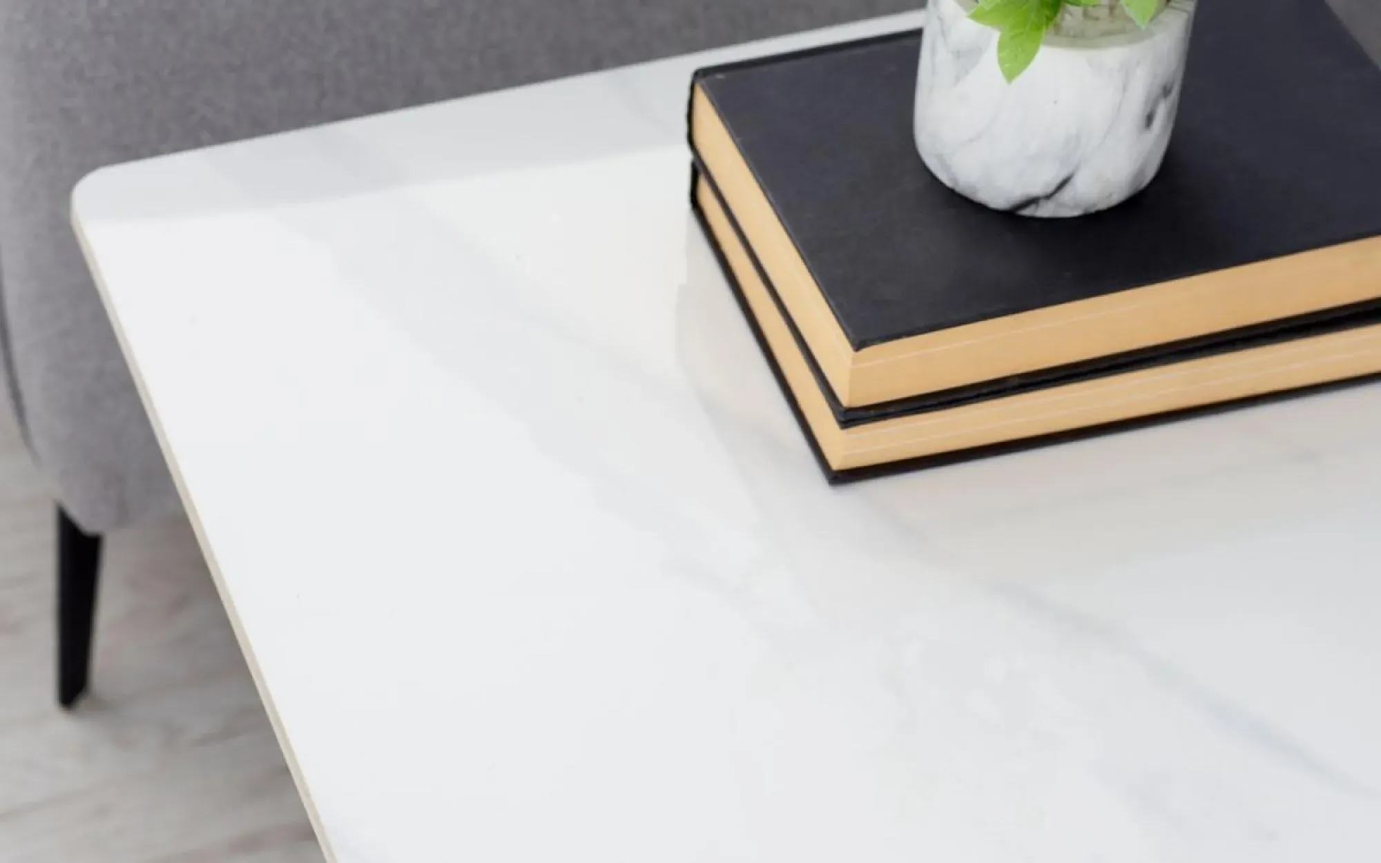 Bradley Square Lamp Table - White, Ceramic