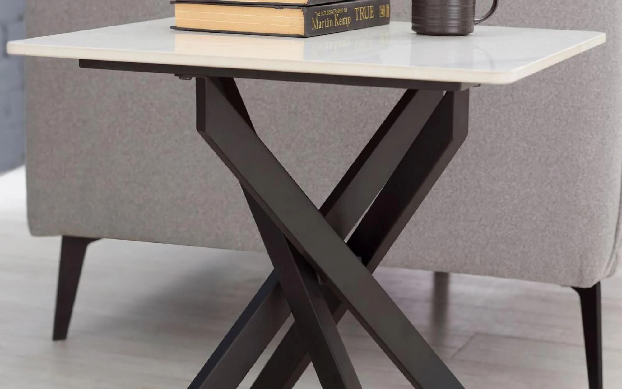 Bradley Square Lamp Table - White, Ceramic