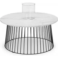 Broadway Round Coffee Table - White, Marble Effect