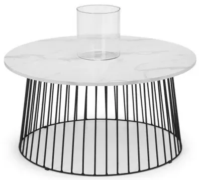 Broadway Round Coffee Table - White, Marble Effect image