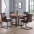 Brooklyn 4-Seater Round Dining Set with Leather Chairs - Oak