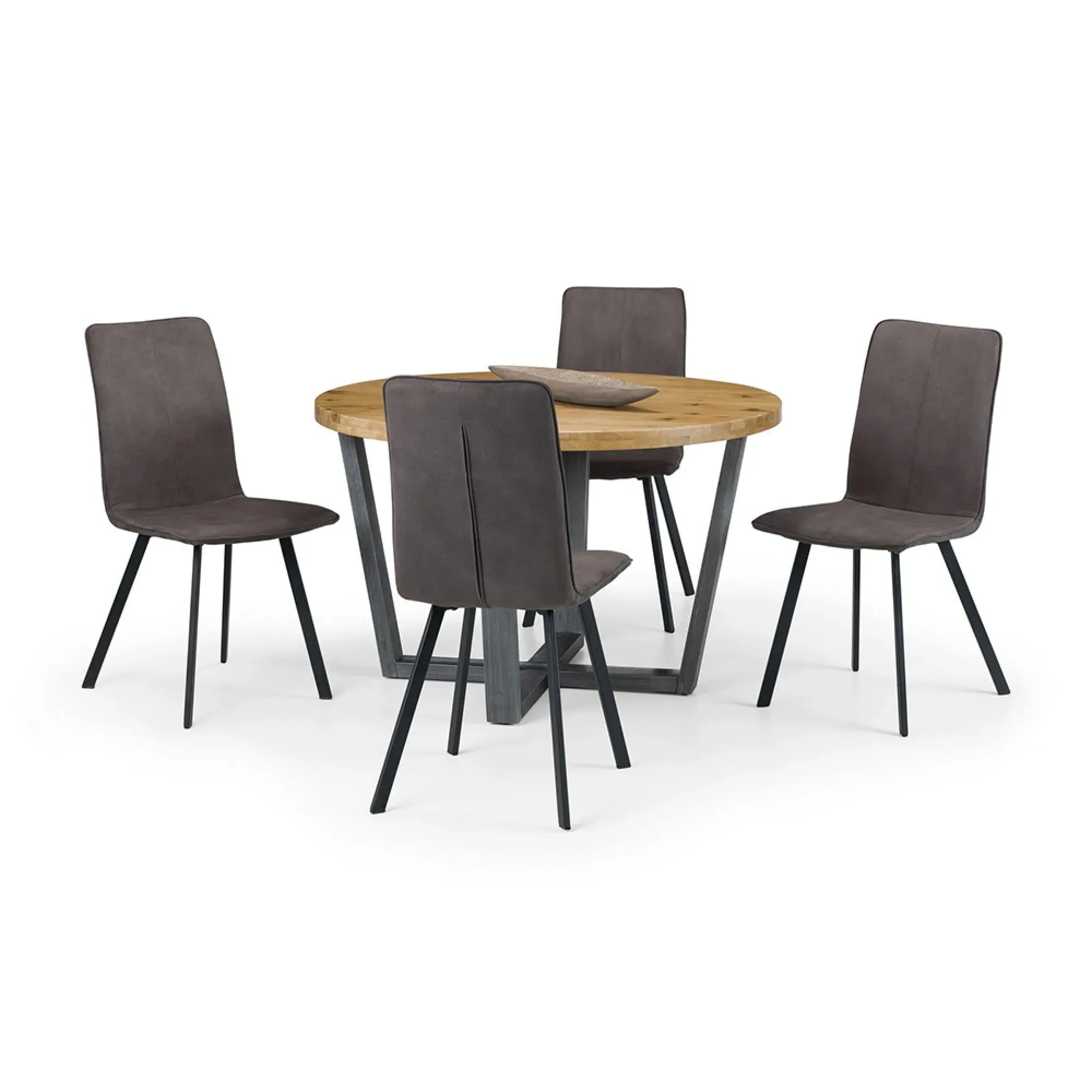 Brooklyn 4-Seater Round Dining Set with Monroe Chairs - Oak