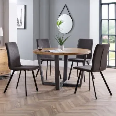Brooklyn 4-Seater Round Dining Set with Monroe Chairs - Oak