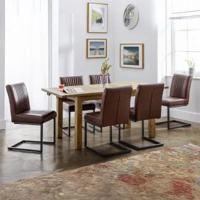 Brooklyn 6 Seater Dining Set with Bench - Brown, Oak image