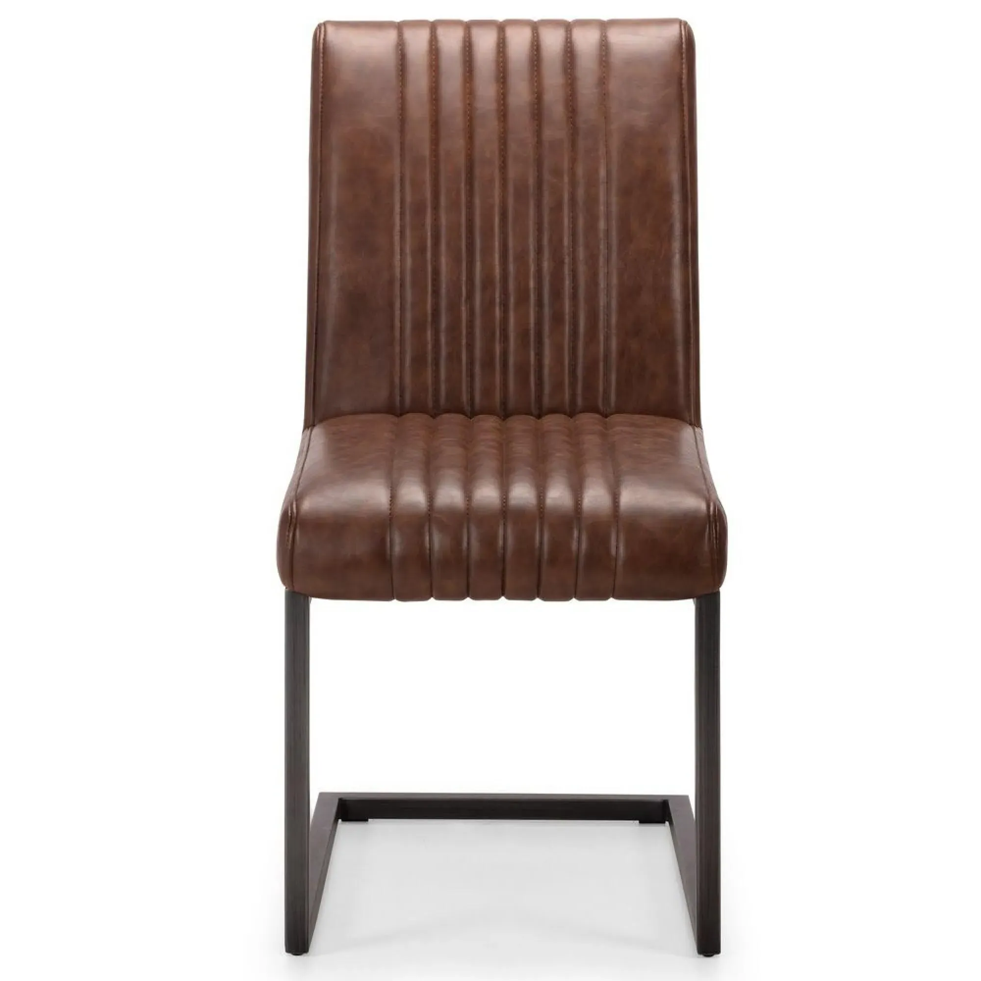 Brooklyn Cantilever Dining Chair Set of 2 - Brown, Faux Leather