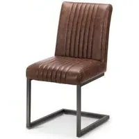 Brooklyn Cantilever Dining Chair Set of 2 - Brown, Faux Leather