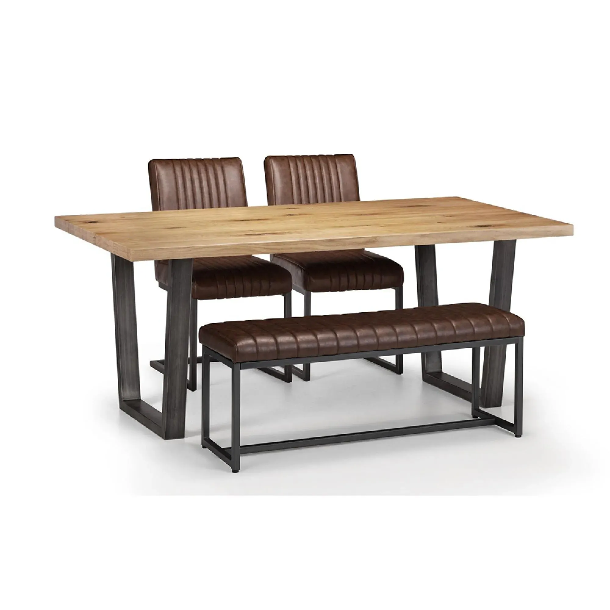 Brooklyn Dining Bench - Brown, Faux Leather