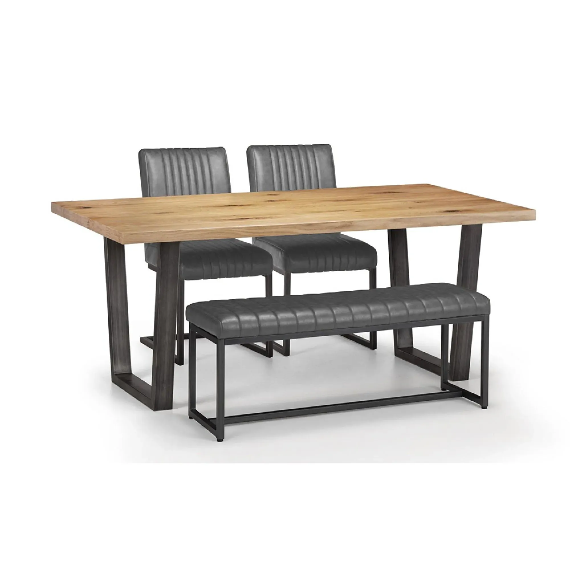 Brooklyn Dining Bench - Charcoal, Faux Leather