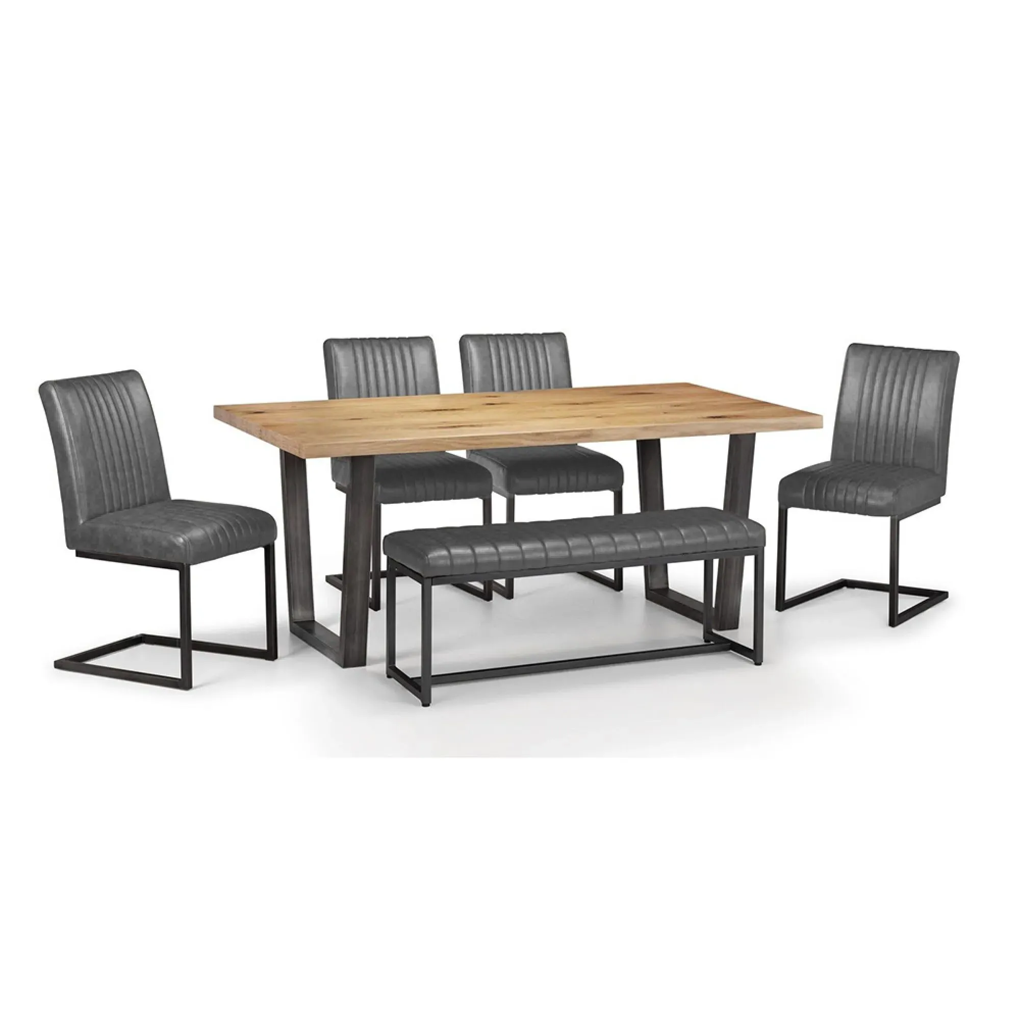 Brooklyn Dining Bench - Charcoal, Faux Leather