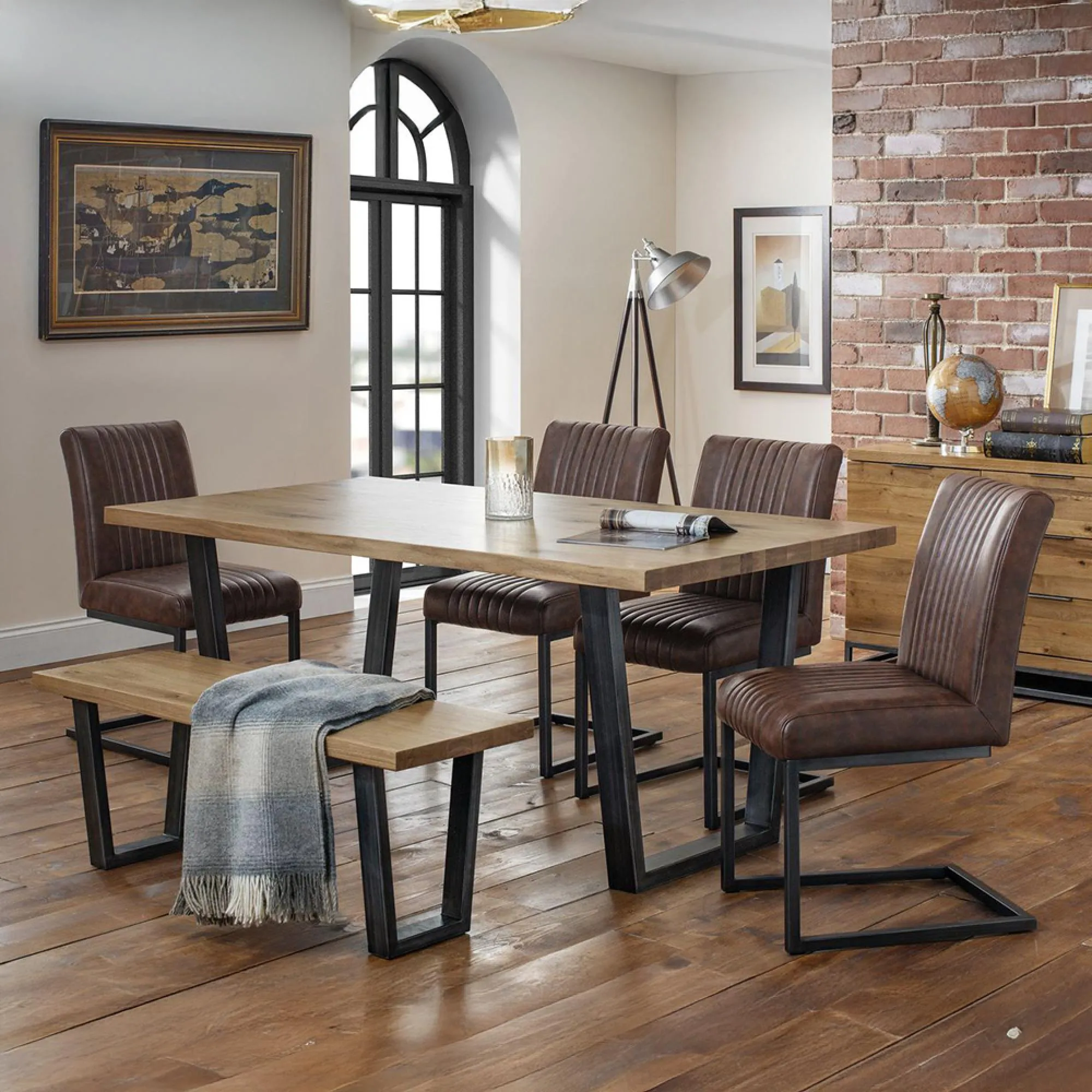 Brooklyn Dining Bench - Rustic Oak