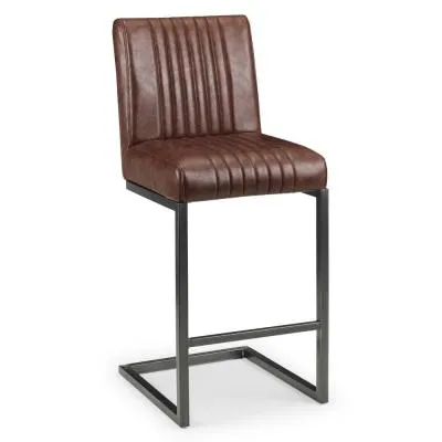 Brooklyn Set of 2 Barstool with Back - Brown, Faux Leather