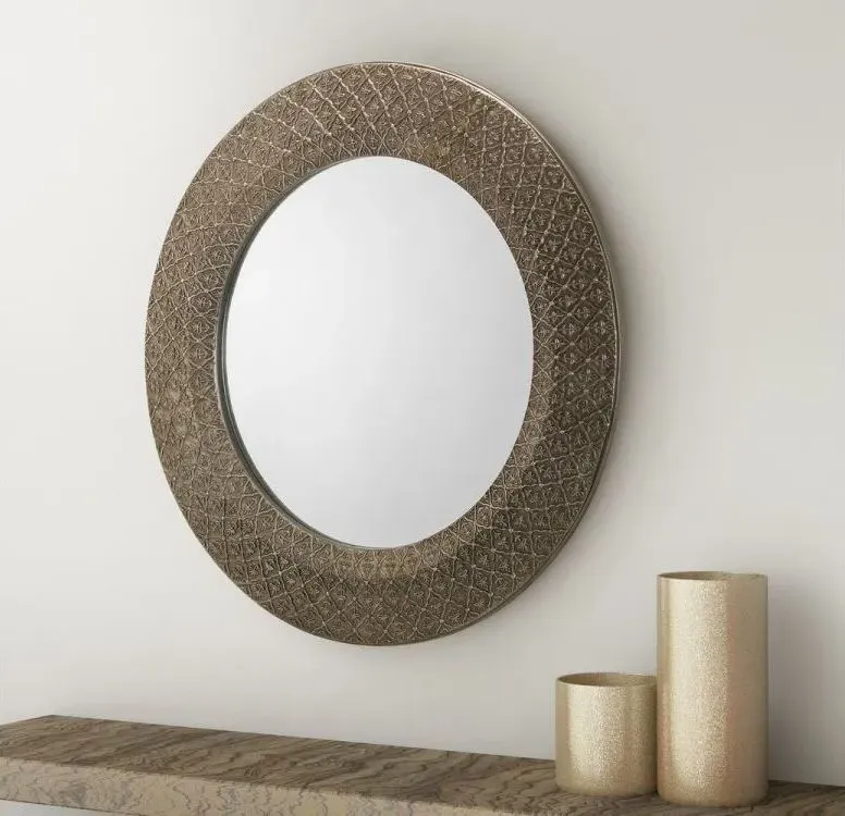 Cadence Round Wall Mirror - Pewter