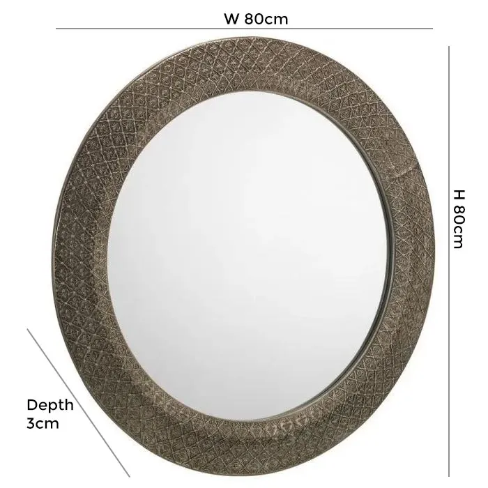 Cadence Round Wall Mirror - Pewter