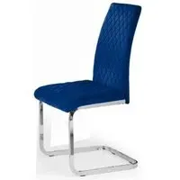 Calabria Cantilever Dining Chair Set of 4 - Blue, Velvet