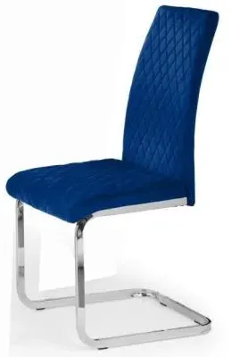 Calabria Cantilever Dining Chair Set of 4 - Blue, Velvet image