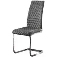 Calabria Cantilever Dining Chair Set of 4 - Grey, Velvet