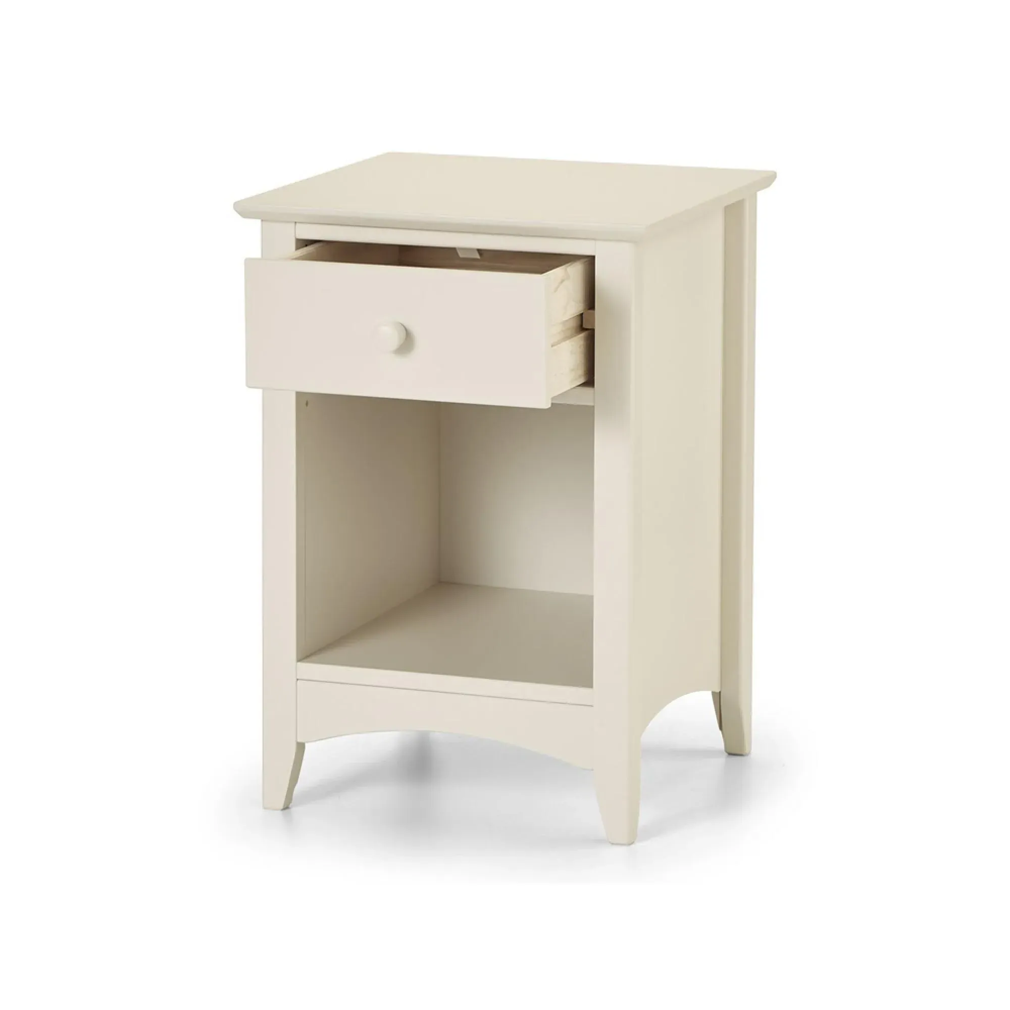 Cameo 1 Drawer Bedside Cabinet - White, Pine
