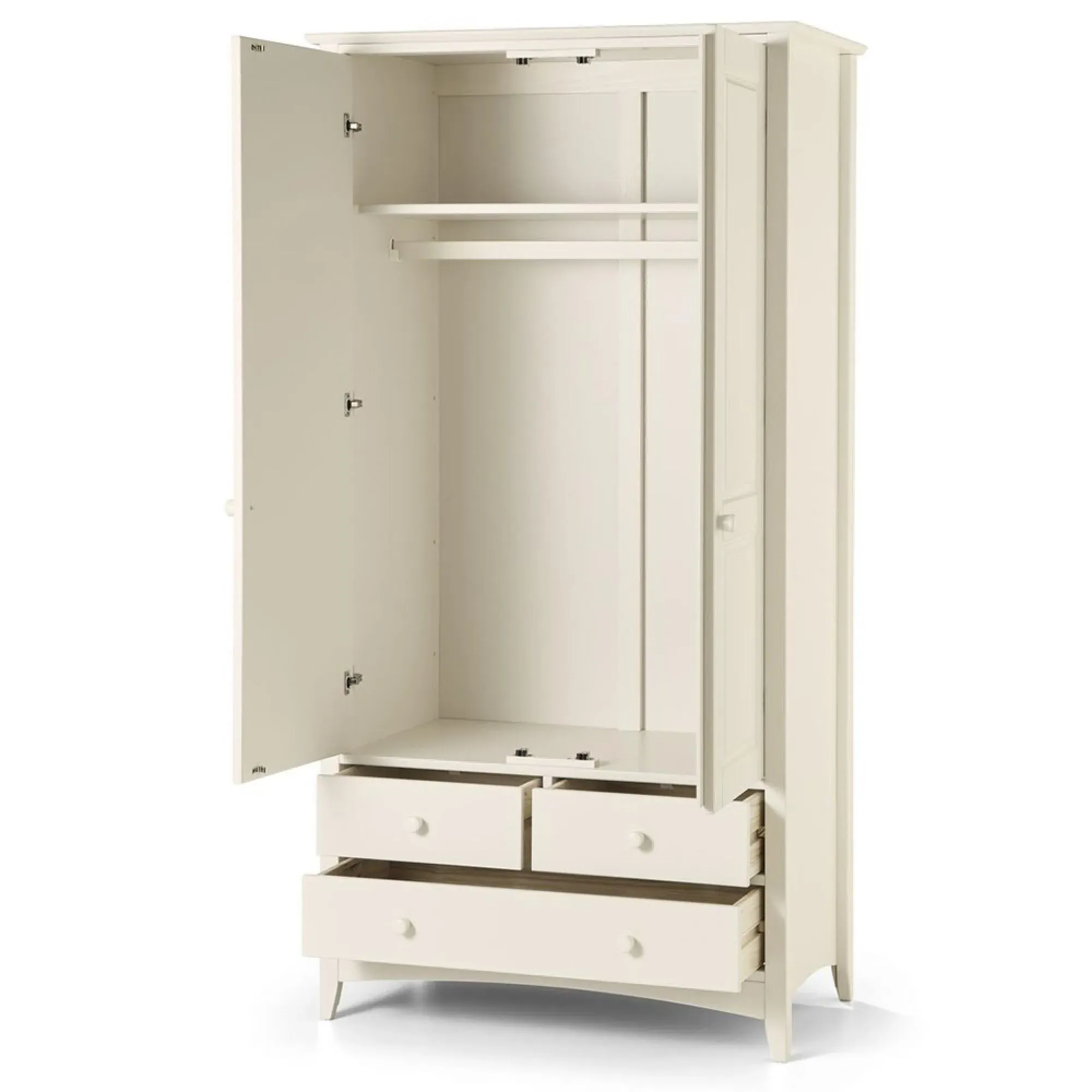 Cameo 2 Door 3 Drawer Double Wardrobe - White, Pine