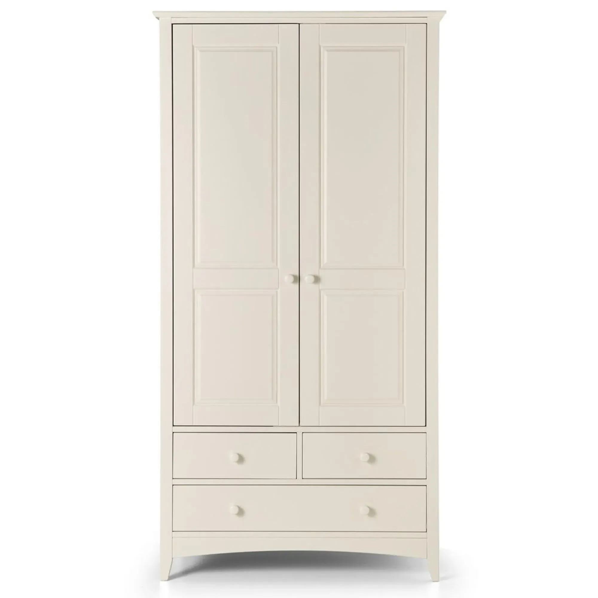 Cameo 2 Door 3 Drawer Double Wardrobe - White, Pine