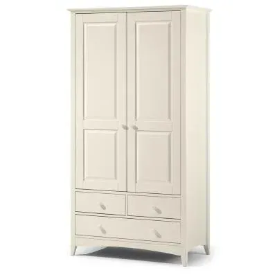 Cameo 2 Door 3 Drawer Double Wardrobe - White, Pine image