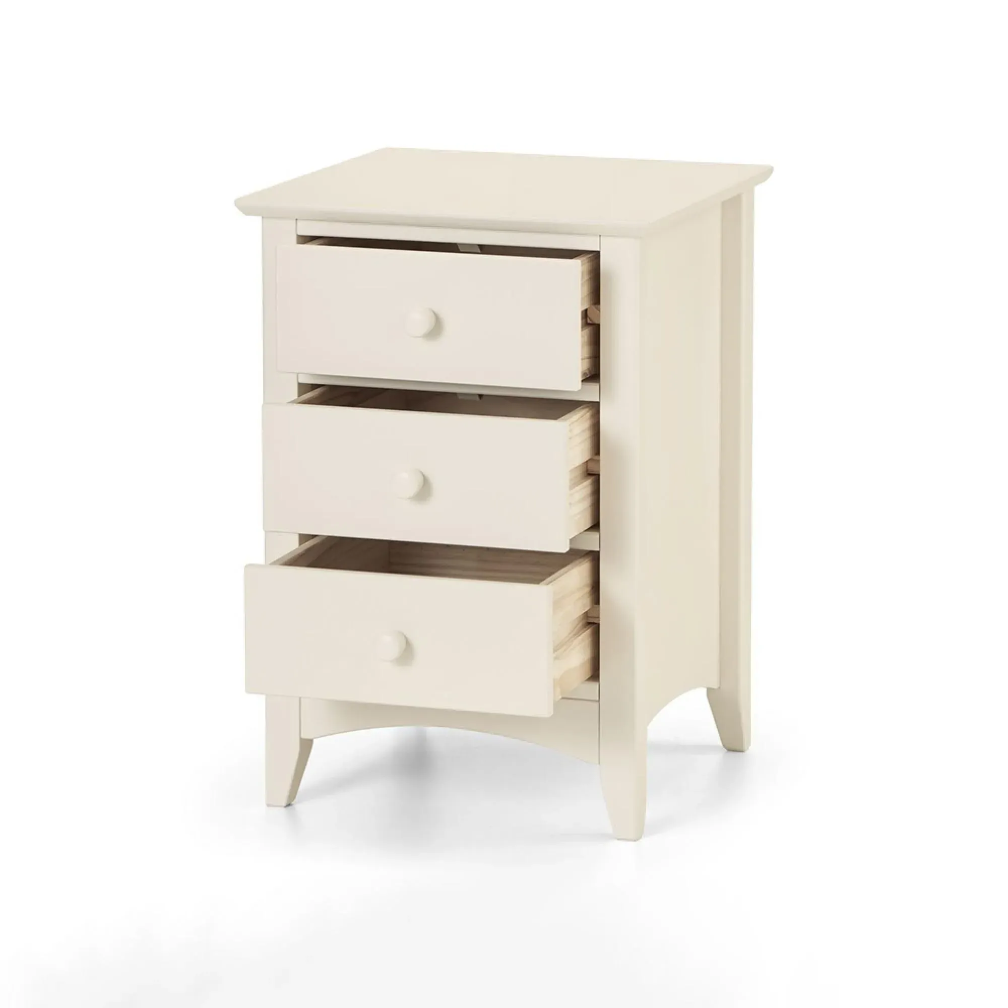 Cameo 3 Drawer Bedside Cabinet - White, Pine