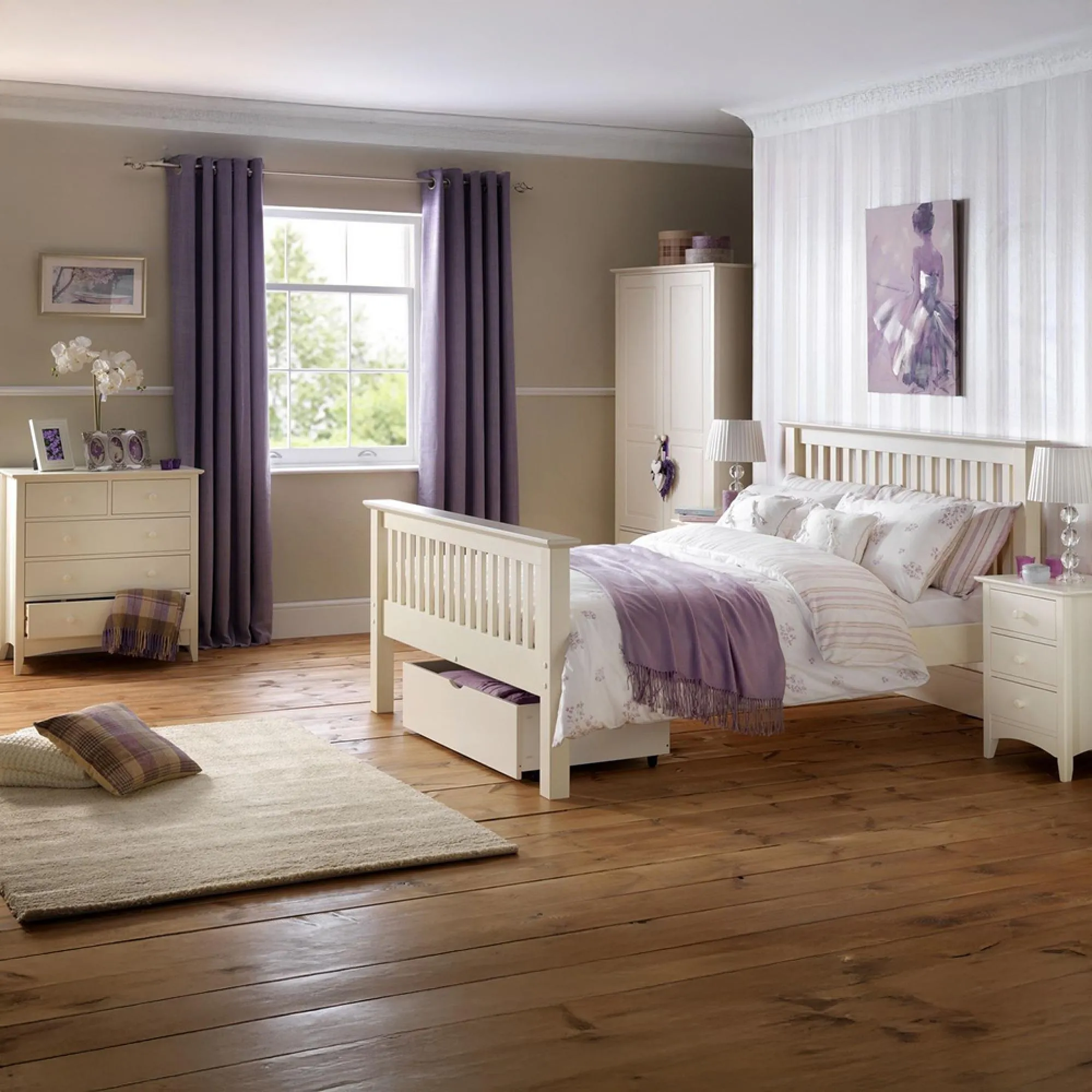 Cameo 3 Drawer Bedside Cabinet - White, Pine