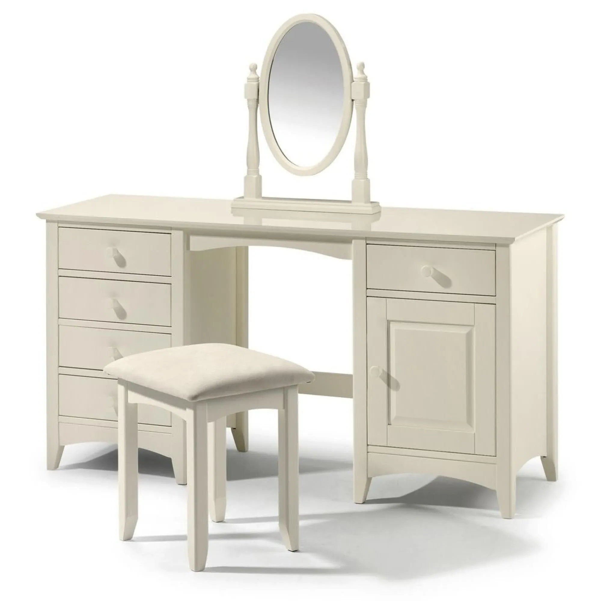 Cameo Padded Dressing Stool - White