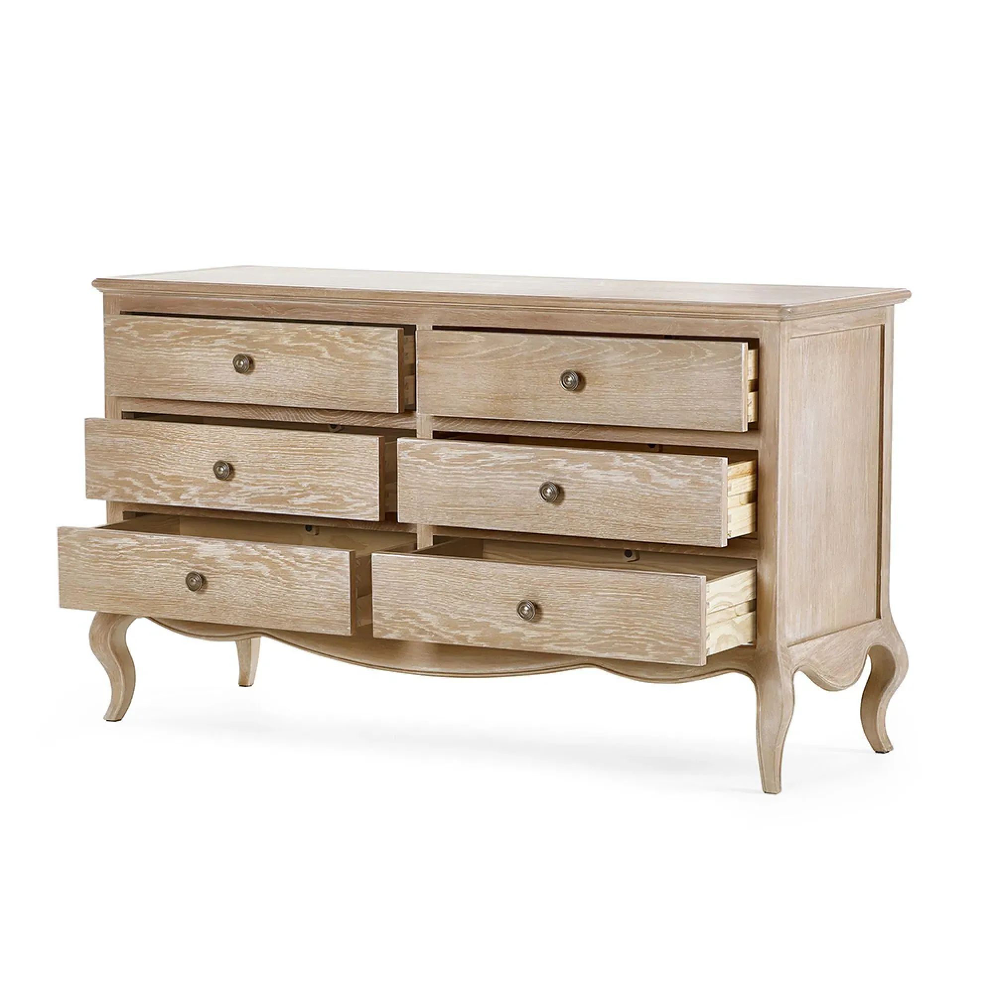 Camille 6 Drawer Wide Chest - Limed Oak