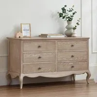 Camille 6 Drawer Wide Chest - Limed Oak