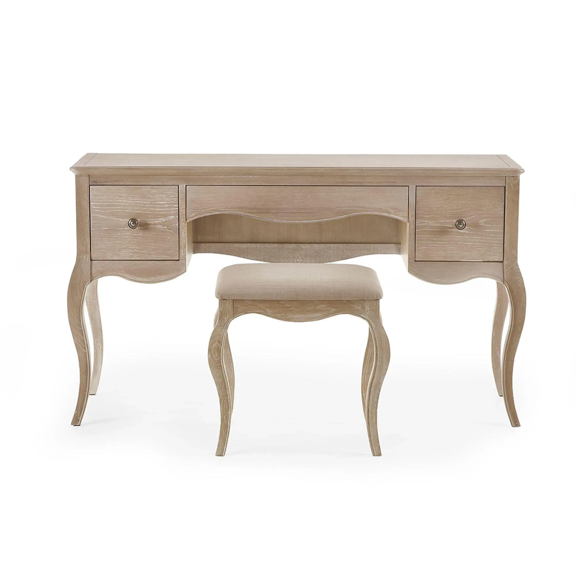 Camille Dressing Table and Stool - Limed Oak