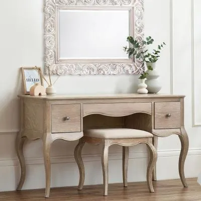 Camille Dressing Table and Stool - Limed Oak