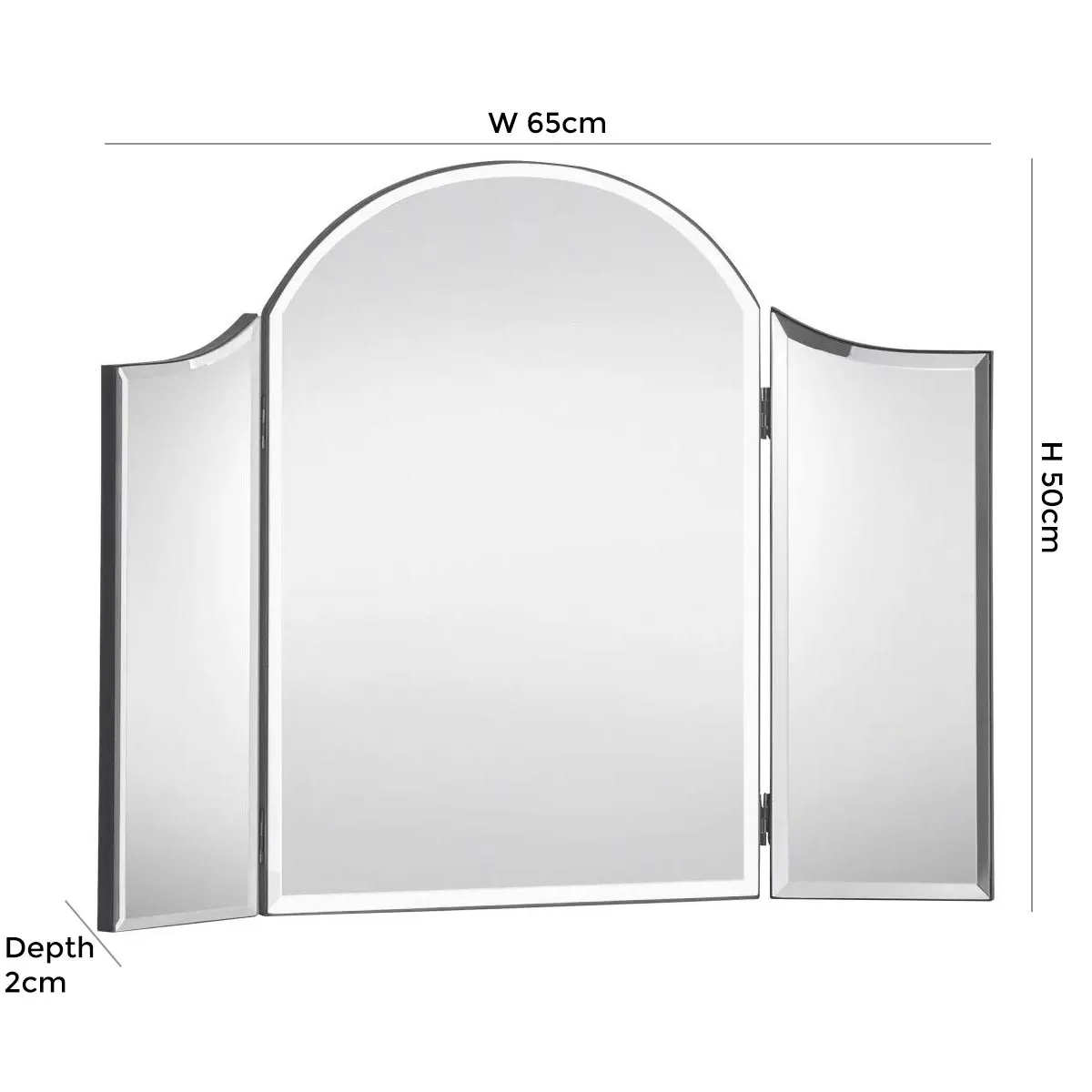 Canto Arch Triple Dressing Mirror - Clear Glass