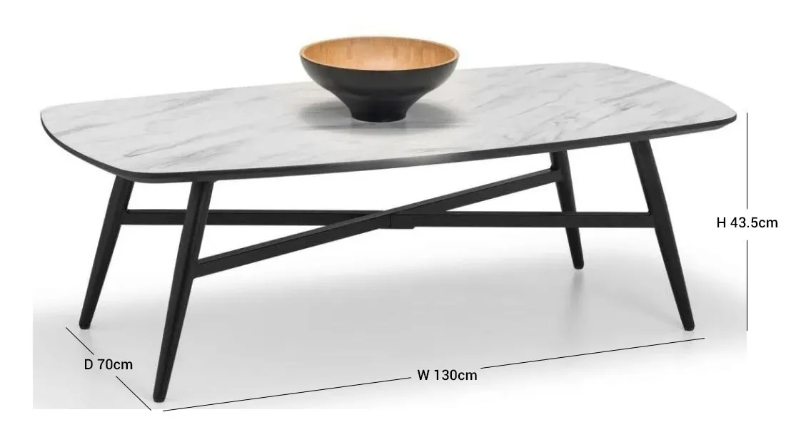 Caruso Coffee Table - White, Marble Effect