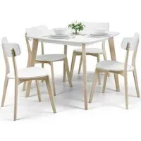Casa 4-Seater Square Dining Set with 4 Chairs - White, Oak
