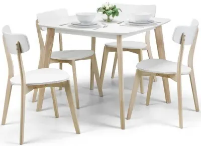 Casa 4-Seater Square Dining Set with 4 Chairs - White, Oak image