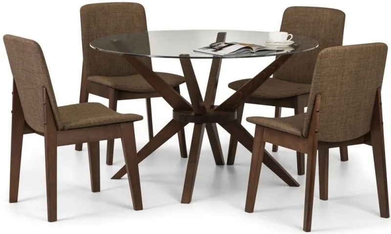 Chelsea 4-Seater Round Dining Set with Kensington Chairs - Walnut