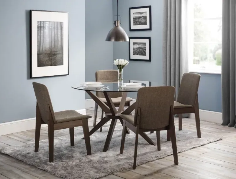 Chelsea 4-Seater Round Dining Set with Kensington Chairs - Walnut