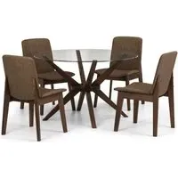 Chelsea 4-Seater Round Dining Set with Kensington Chairs - Walnut