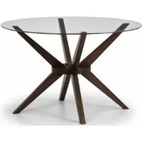 Chelsea 4 Seater Round Dining Table - Walnut, Glass