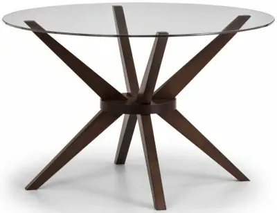 Chelsea 4 Seater Round Dining Table - Walnut, Glass image