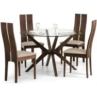 Chelsea 6-Seater Round Dining Set with Cayman Chairs - Walnut